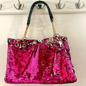 Hot Pink sequin handbag.
